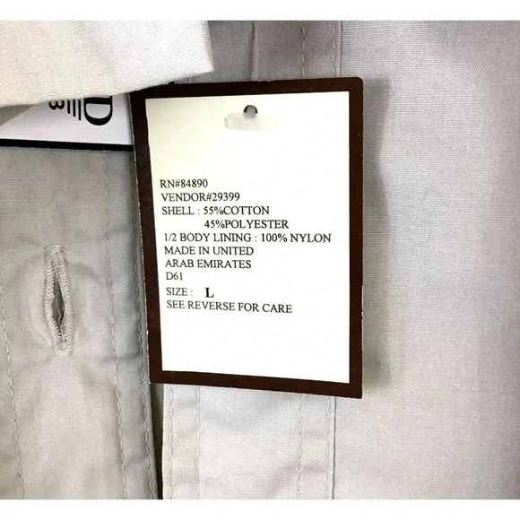 Women's Haband Short Trench L Windbreaker Chore Coat Beige Sash Belt Button-Up - Picture 13 of 15